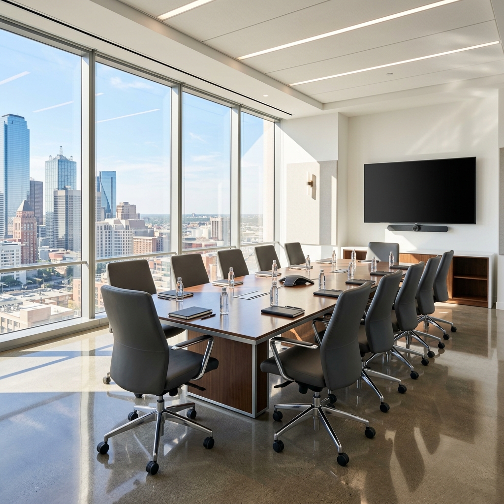 Sala de reuniões corporativa limpa e moderna